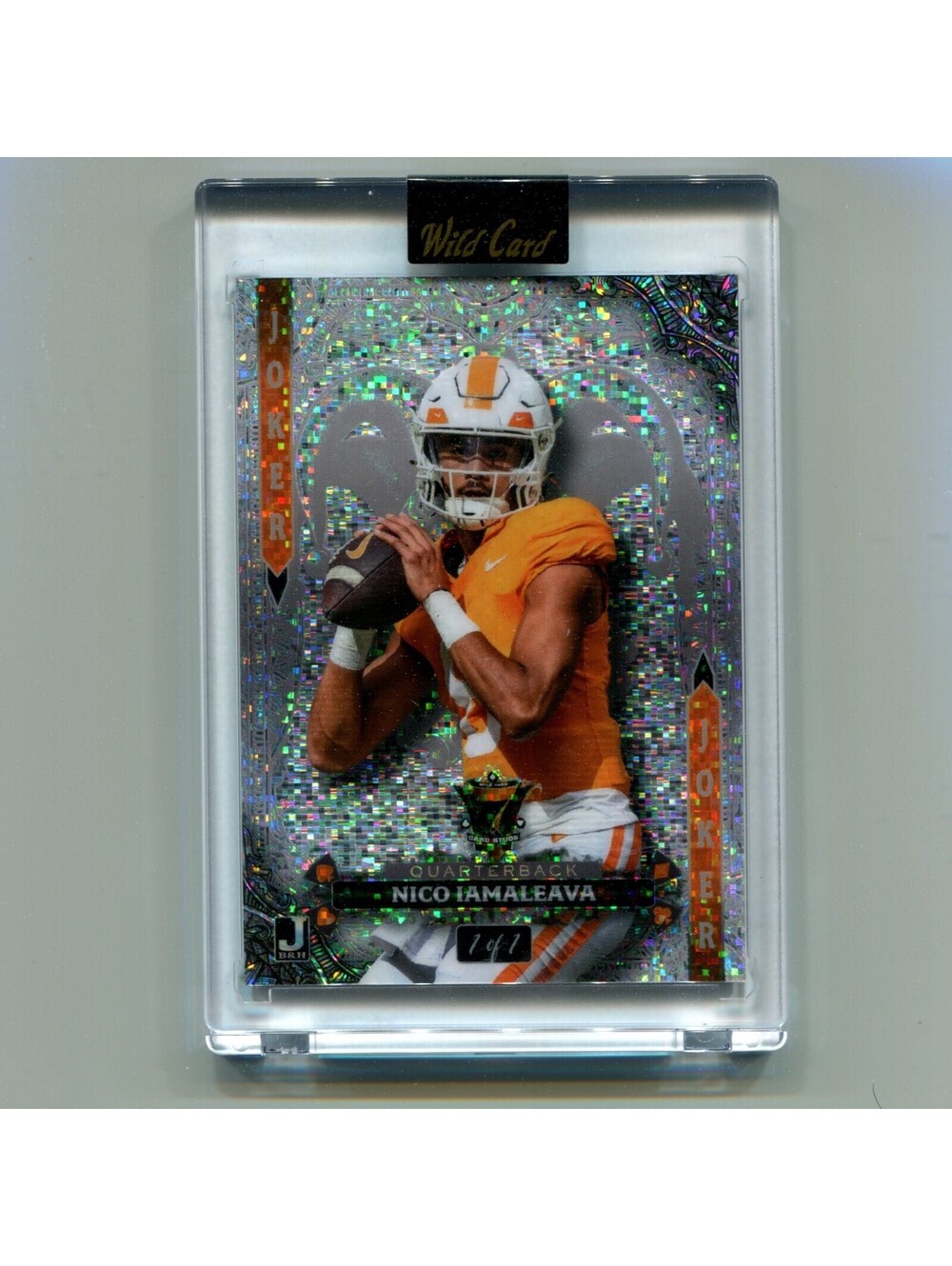 2024 Wild Card 7 Card Stud Joker's Wild Football Nico Iamaleava 1/1 Silver Prism
